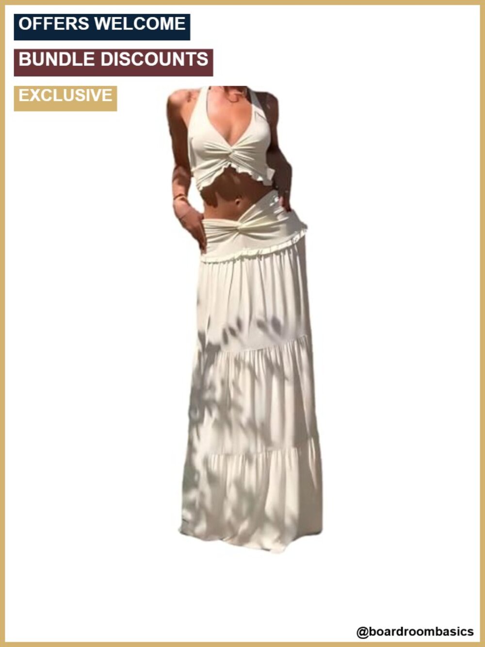 Women 2 Piece Skirt Set Sleeveless Top Maxi Skirt Vacation Outfit